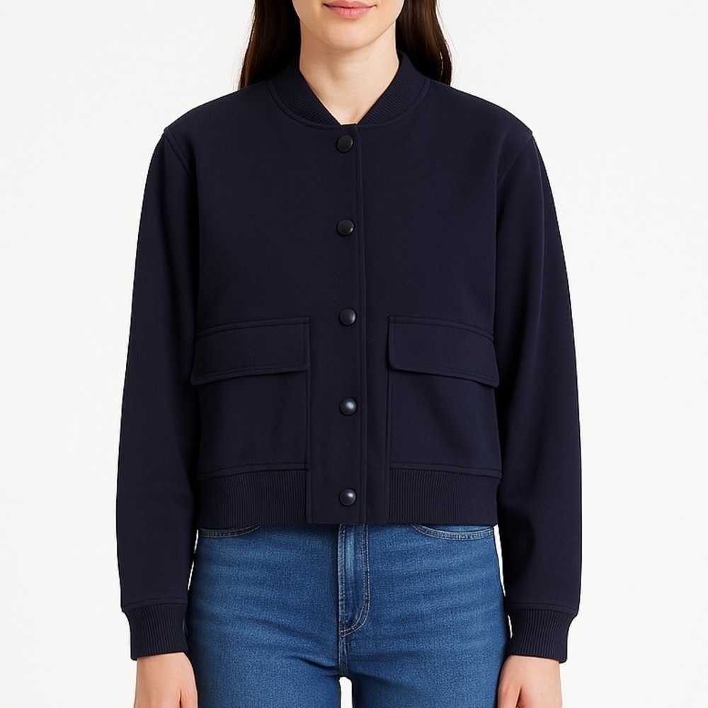 Jason Wu Navy Women’s Snap Button Bomber Jacket Size Large
